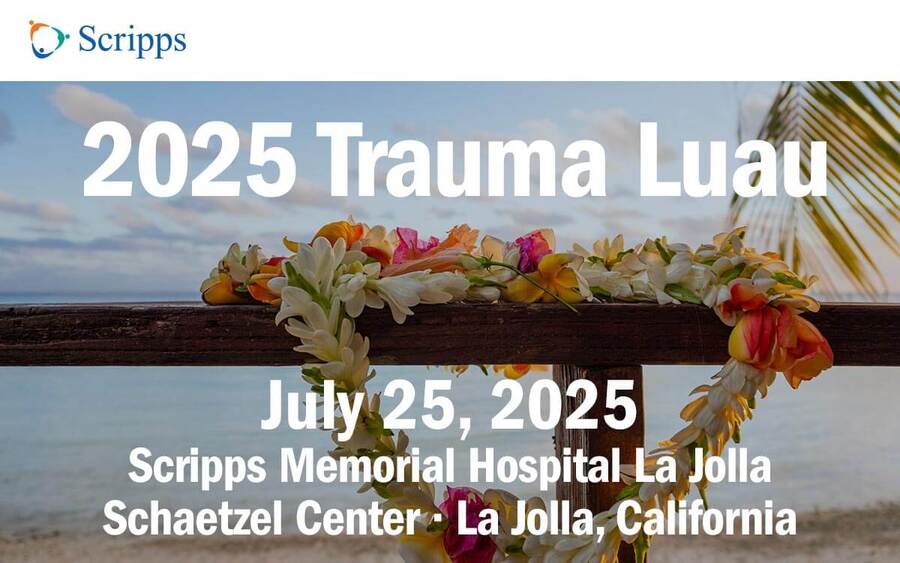 Hawaiian lei with beach in background - trauma luau - july 2025 - la, jolla, ca