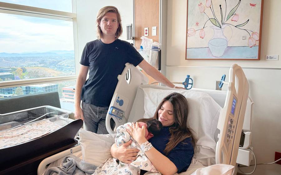 New mom Lauren Dehasque of Rancho Santa Fe and newborn daughter Freja were the first patients to move into the North Tower at Scripps Memorial Hospital San Diego when the building opened June 1. They were joined by husband and dad Thibaud Dehasque.