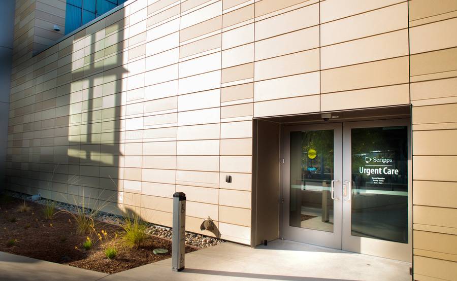 An outside view of the urgent care door to the Scripps Medical Center Jefferson Urgent Care.