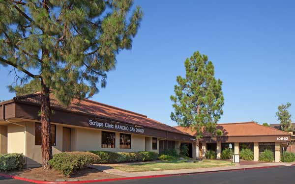 The exterior of Scripps Clinic Rancho San Diego’s office on Calle Verde, located off Highway 94 in La Mesa.