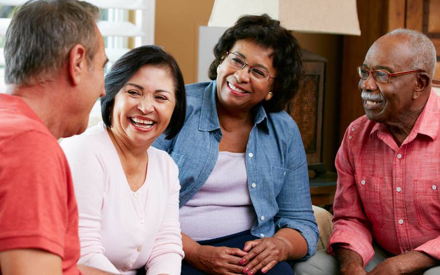 A group of seniors get together to share their experiences with stroke and brain injuries.