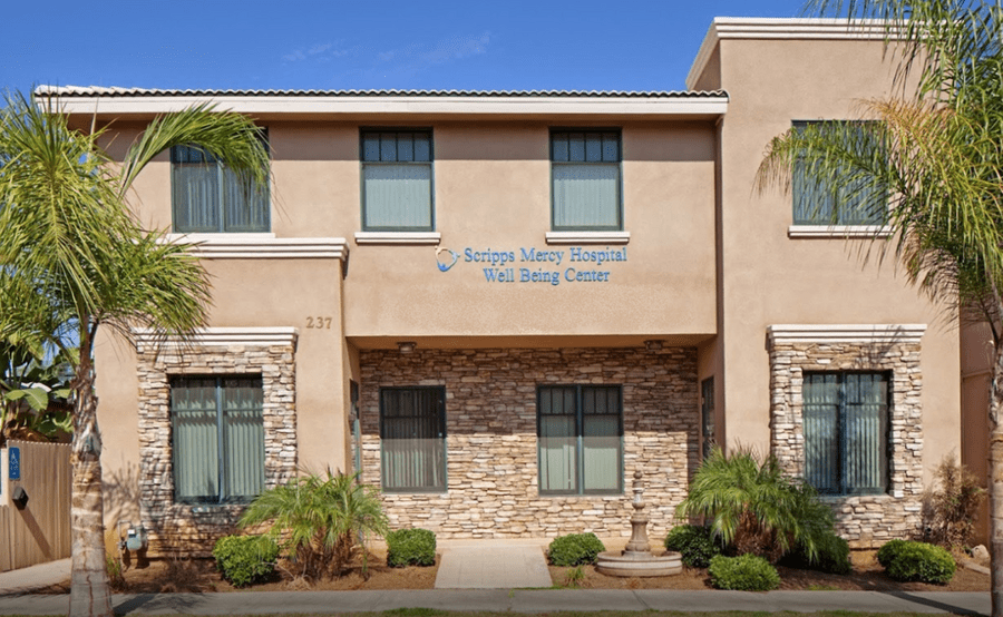 The exterior of Scripps Well Being Center, a health and wellness center near the corner of Church Avenue and Davidson Street in Chula Vista.